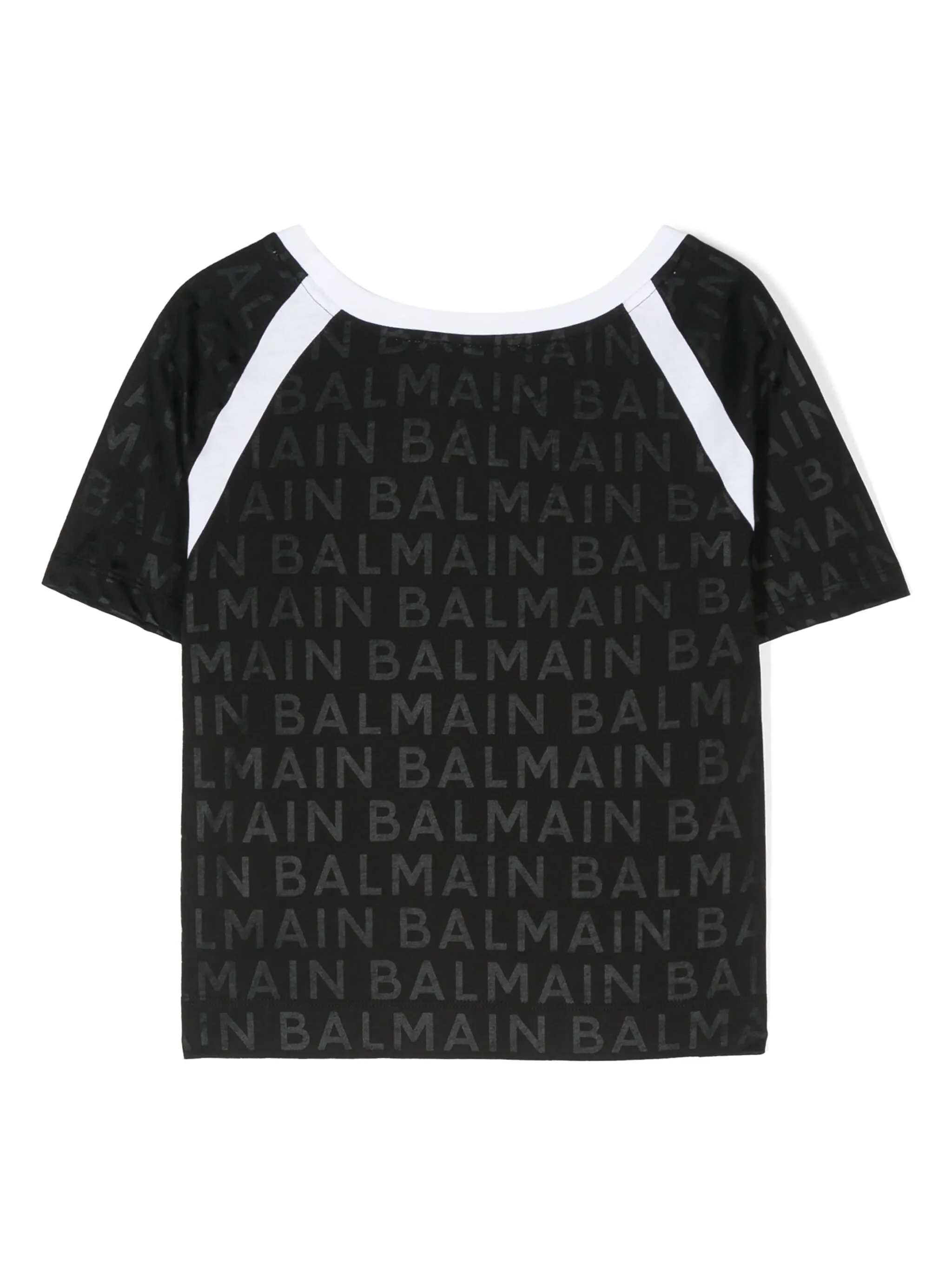 Футболка в стиле колор-блок с логотипом Balmain Kids, черный — фото 2