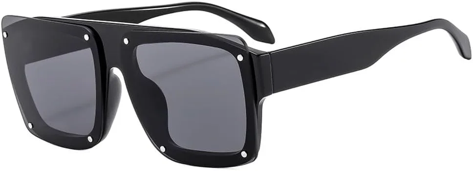 

Солнцезащитные очки UV400 с защитой от УФ-излучения — большие, в стиле панк, черные, с заклепками, для женщин и мужчин, для бега и активного отдыха generic, Black