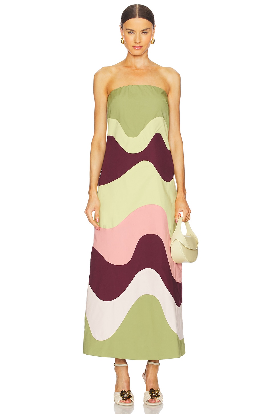 

Безбретельное длинное платье Giardino от Adriana Degreas, green, pink, brown & salmon