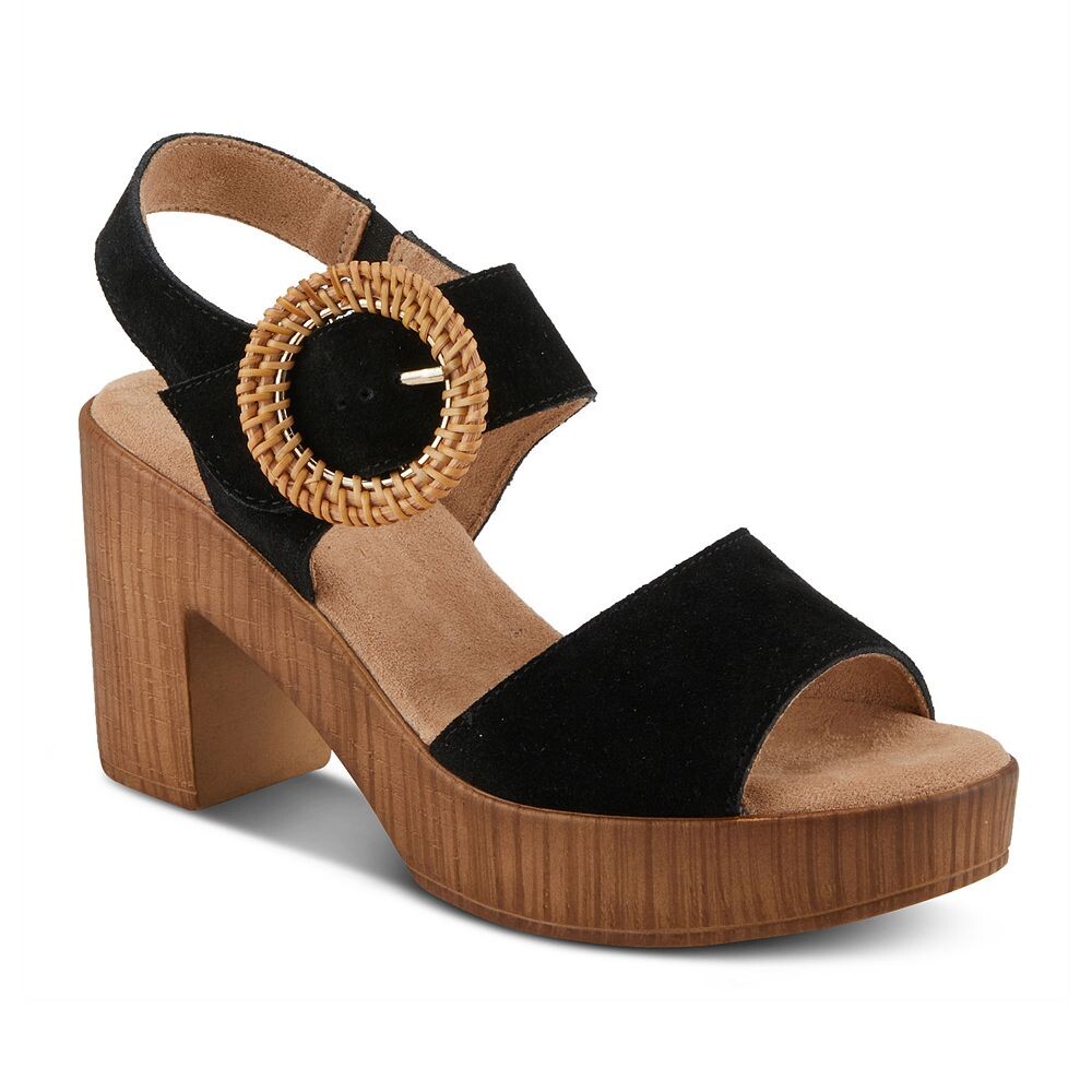 Женские босоножки на пробковом каблуке Spring Step Gamona, цвет Black Suede