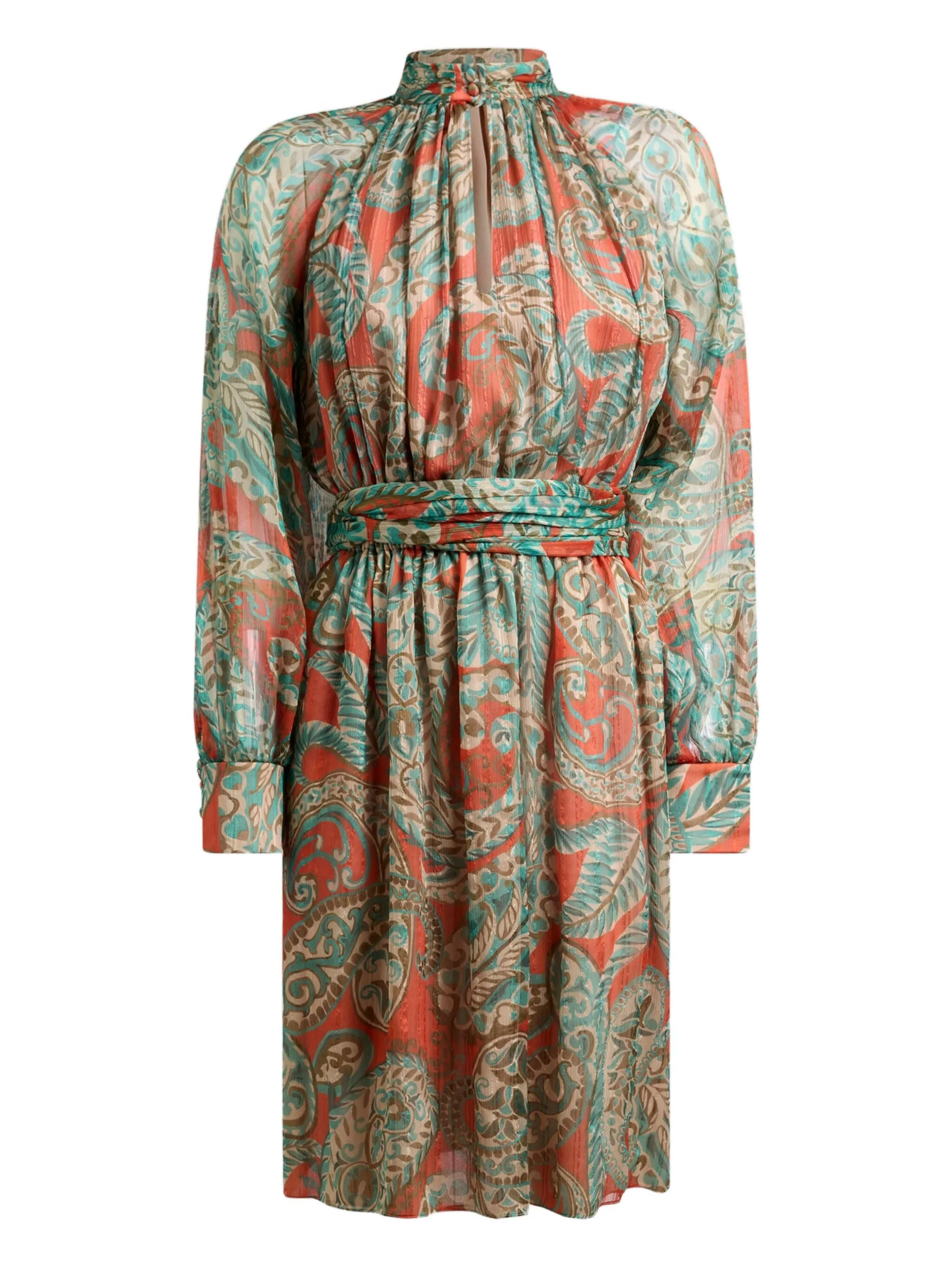 

Платье мини с высоким воротником и принтом пейсли Etro, зеленый