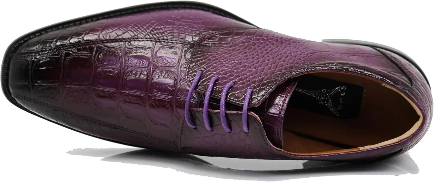 Мужские оксфорды Enzo Romeo Gator3N с принтом под крокодиловую кожу, на шнуровке, Colour: Purple — фото 4