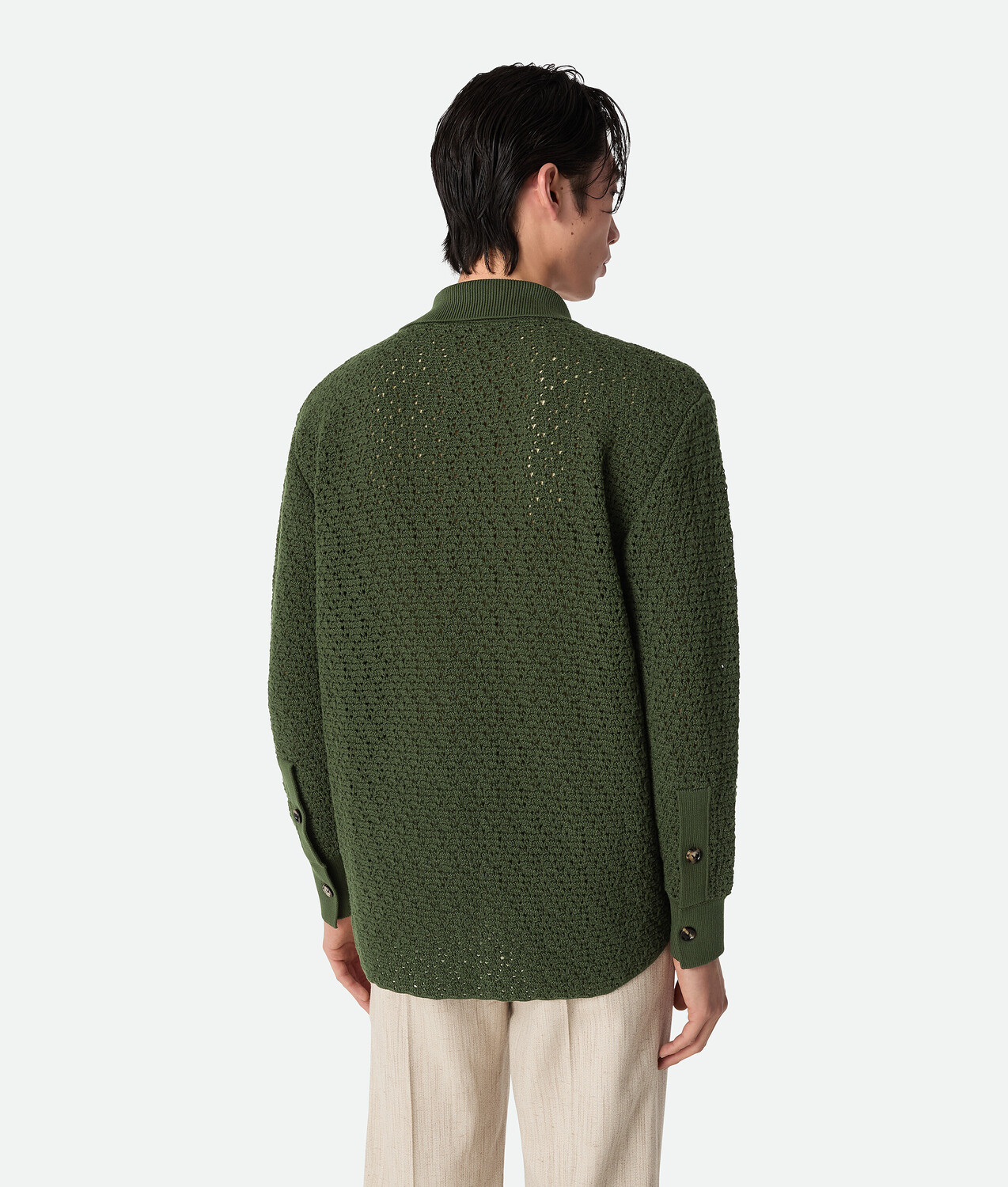 Cotton crochet knit shirt BOTTEGA VENETA, куст — фото 3