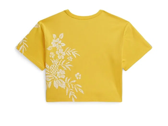 Футболка с цветочным принтом свободный крой Polo Ralph Lauren Kids, Celadon — фото 2