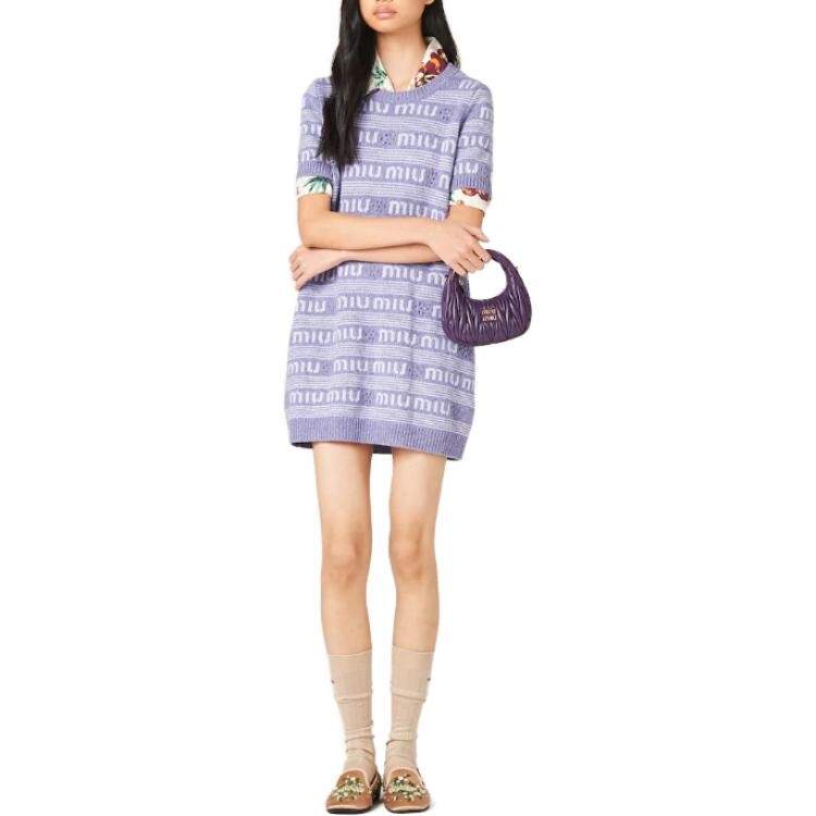 Платье Miu Miu с короткими рукавами, фиолетовый — фото 2
