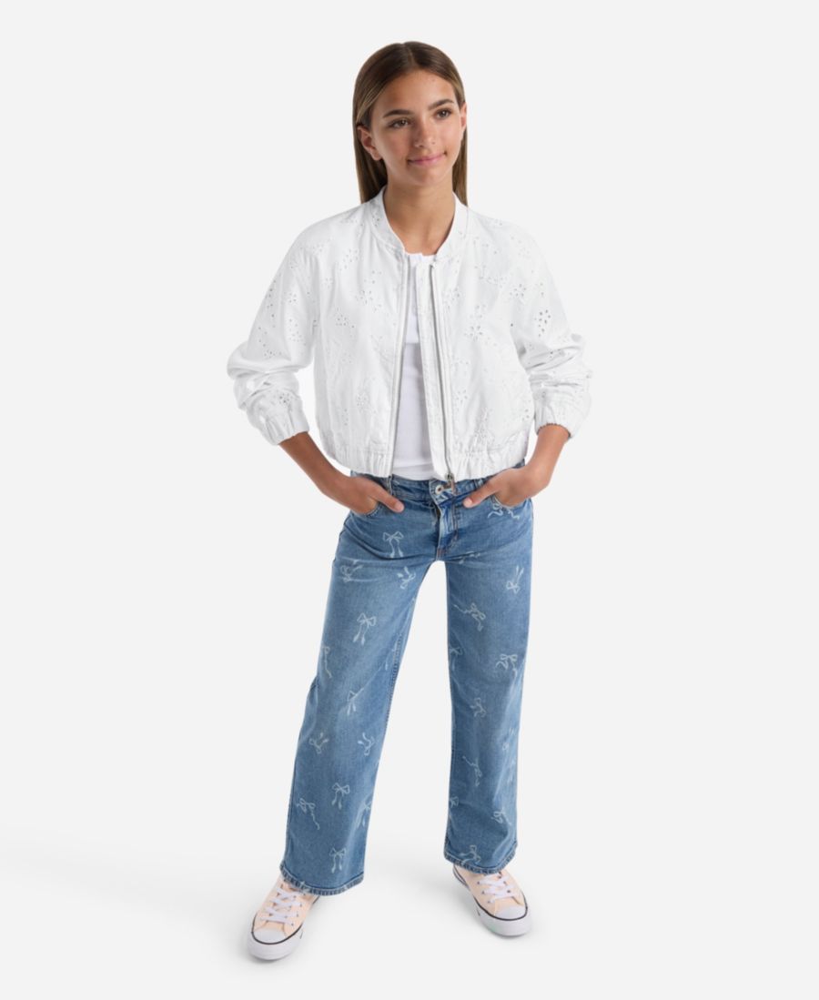 Детская куртка-бомбер с цветочным принтом abercrombie kids, Bright White — фото 2