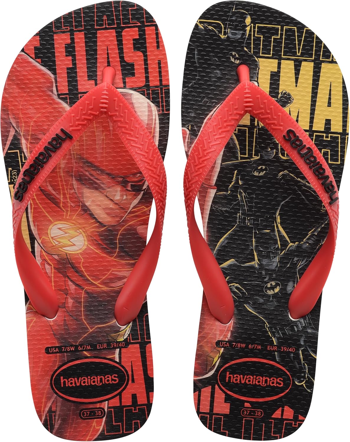 

Havaianas - Топ Герои DC Удобные, прочные и легкие шлепанцы с подошвой с героями и злодеями, унисекс, взрослые, белый/черный/красный