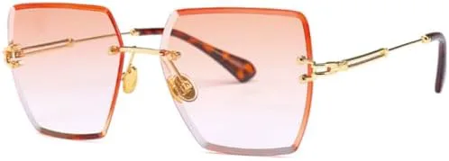 

Классические женские солнцезащитные очки без оправы квадратной формы 2027 года с градиентным переходом цвета и защитой от УФ-излучения UV400 MTZJH, Orange Gradient