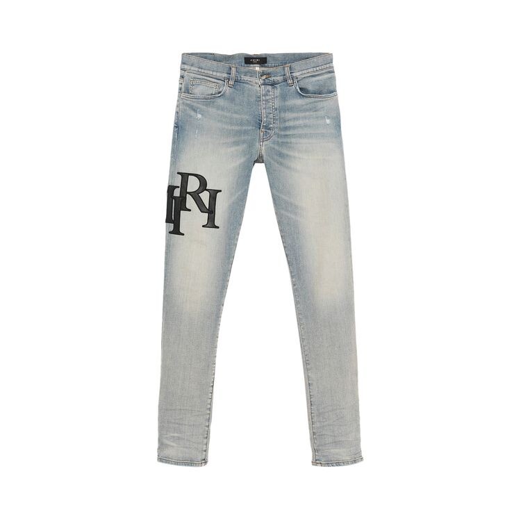 

Джинсы Amiri Staggered Logo Skinny Jean Antique Indigo/Black, черный