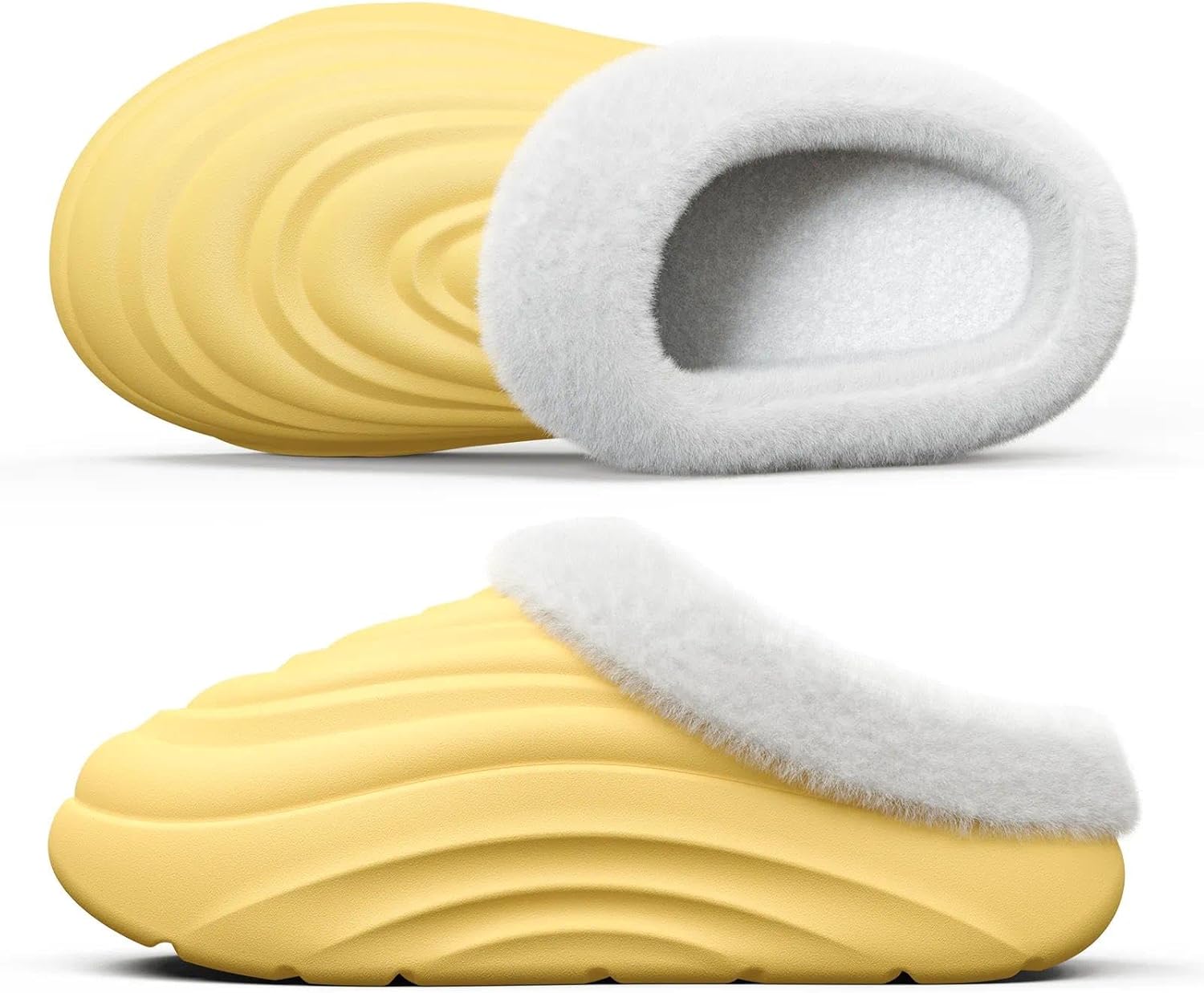 

Водонепроницаемые зимние тапочки YASSIA для улицы, с мягкой флисовой подкладкой, нескользящие садовые сабо для женщин и мужчин, теплые домашние тапочки с противоскользящей подошвой, желтый
