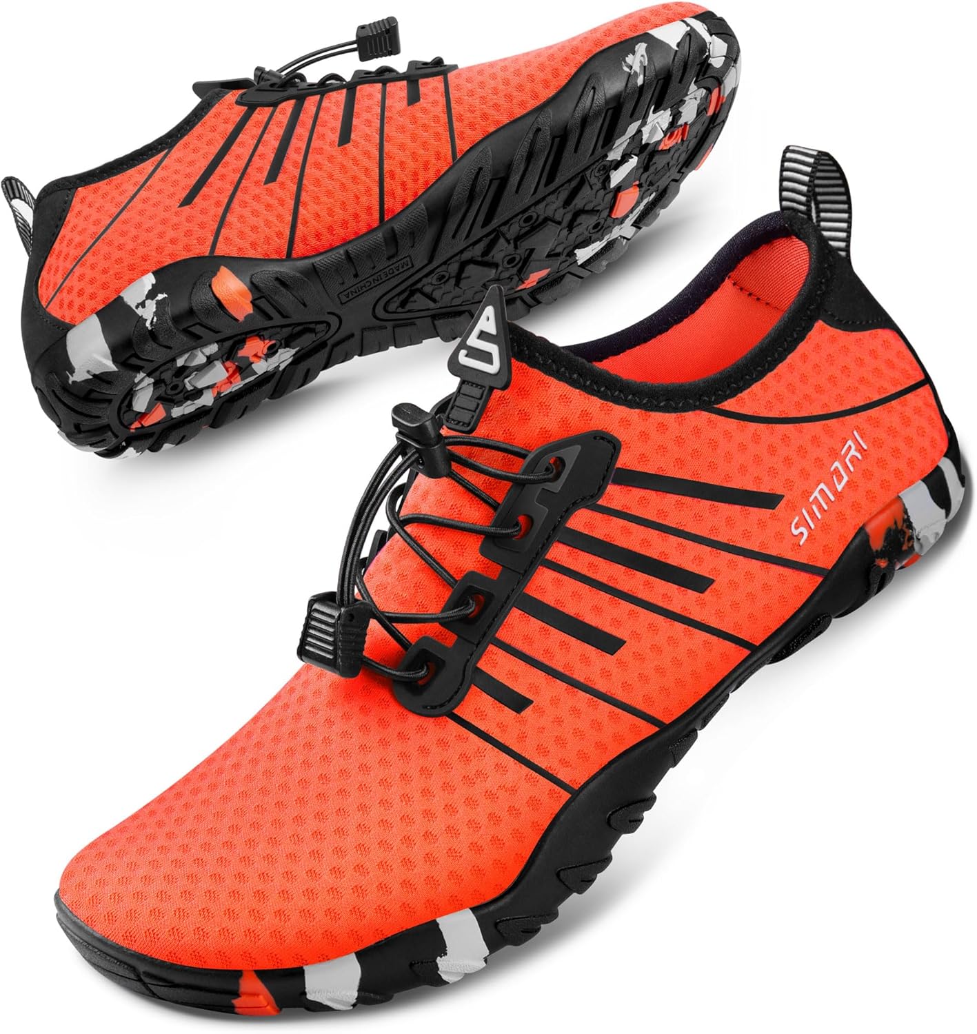 

Водные туфли SIMARI для женщин и мужчин - Босоножки с быстрым высыханием, Легкие плавательные тапочки для серфинга, плавания, пляжного спорта, каякинга, дайвинга, Противоскользящий дизайн, 1s-print Orange