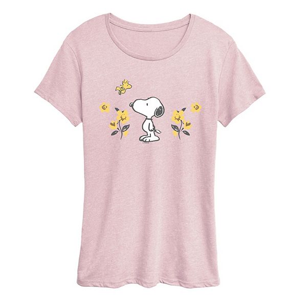 

Футболка женская с принтом Peanuts Snoopy & Woodstock Licensed Character, Heather Pink, Коричневый, Футболка женская с принтом Peanuts Snoopy & Woodstock Licensed Character, Heather Pink