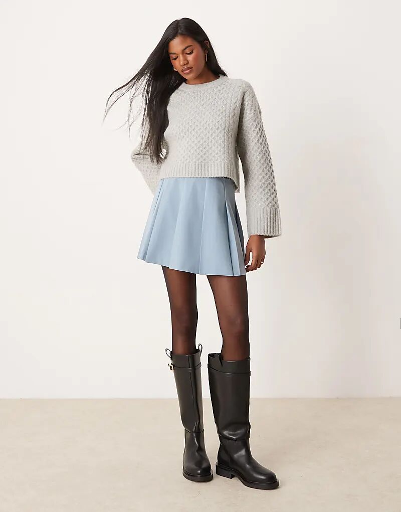 

Мини-юбка ASOS DESIGN, приталенная, плиссированная, синего цвета