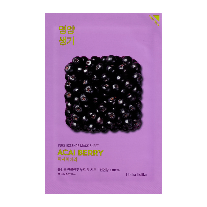 

Тканевая маска с экстрактом ягод асаи pure essence mask sheet - acai berry Holika Holika, количество 1 шт.
