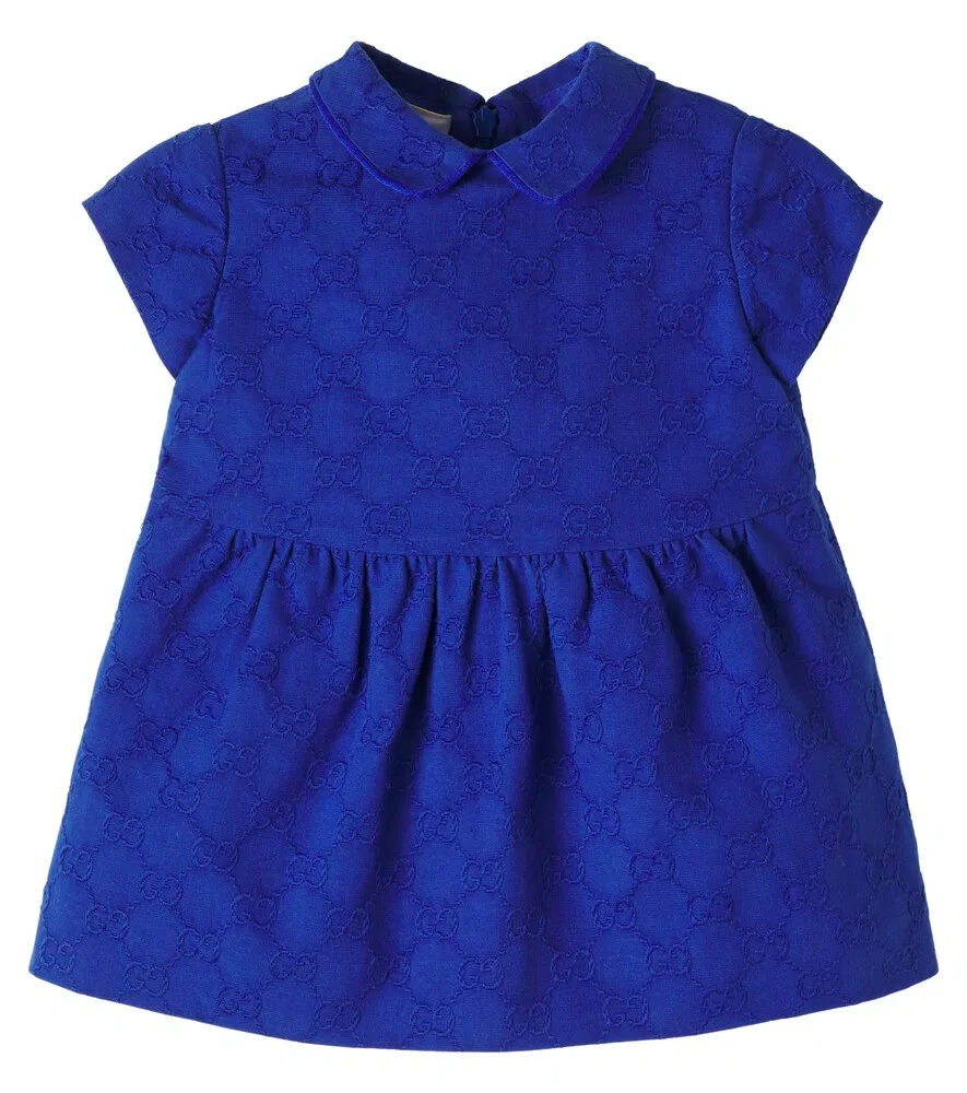 Хлопковое платье Baby GG Gucci Kids, синий