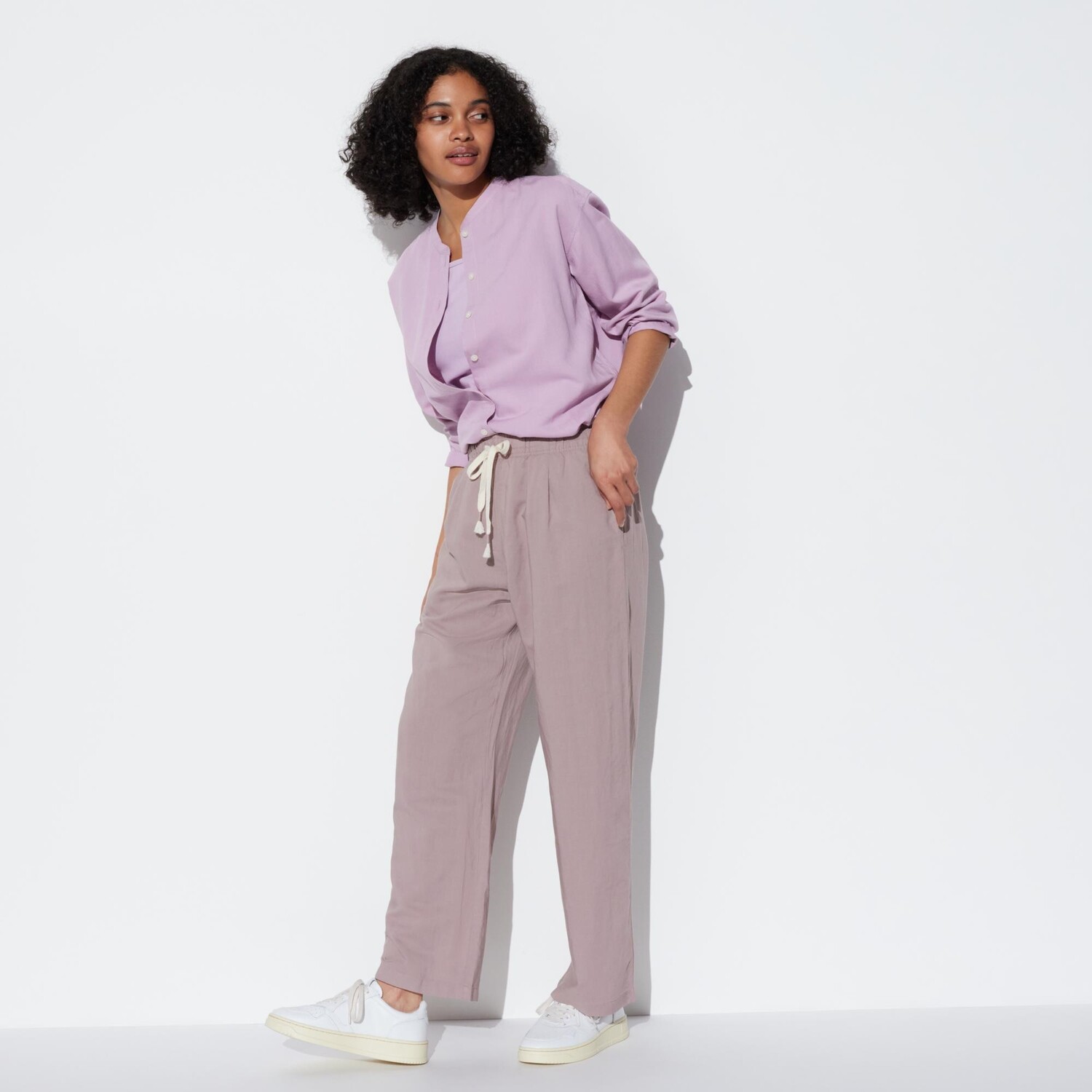 Брюки UNIQLO из смесового льна, фиолетовый — фото 2