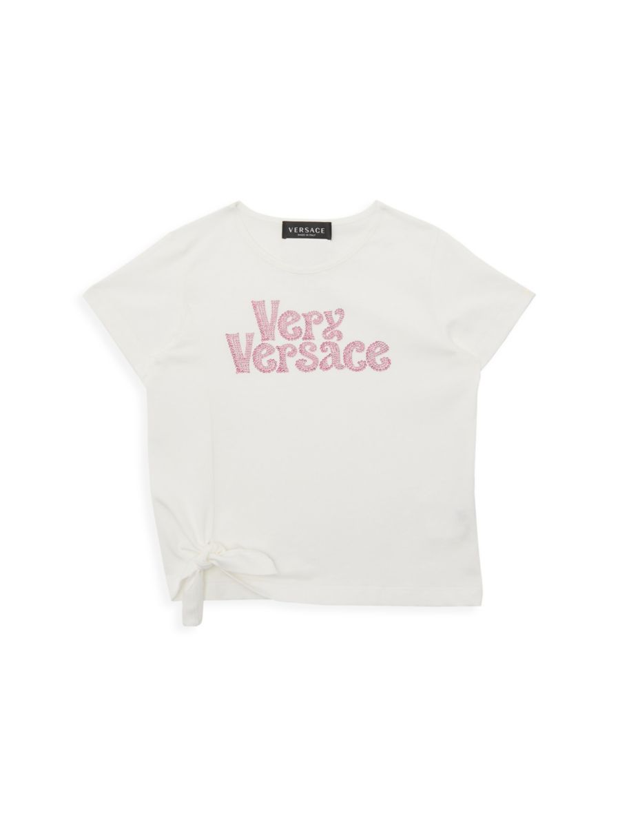 

Футболка с узлом Very Versace для маленьких девочек и девочек Versace, цвет White Pink