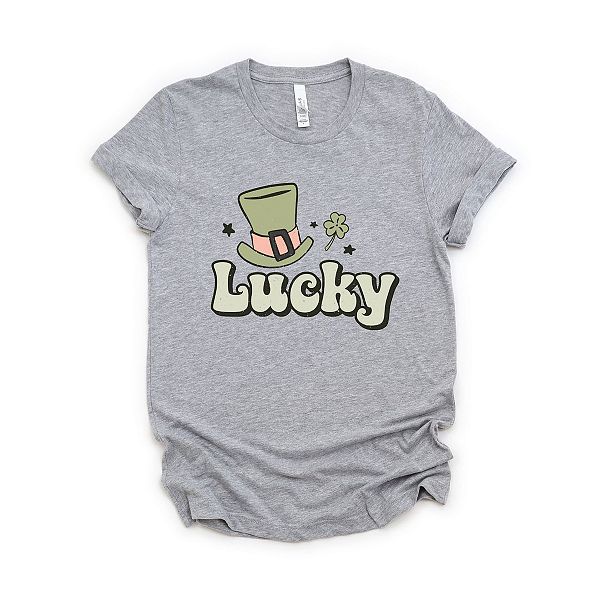 

Футболка Lucky Hat с коротким рукавом и принтом Simply Sage Market, Heather Grey