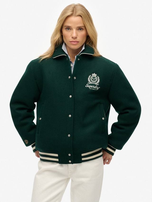 Бомбер Country Club из шерстяной смеси Superdry, Enamel Green — фото 4