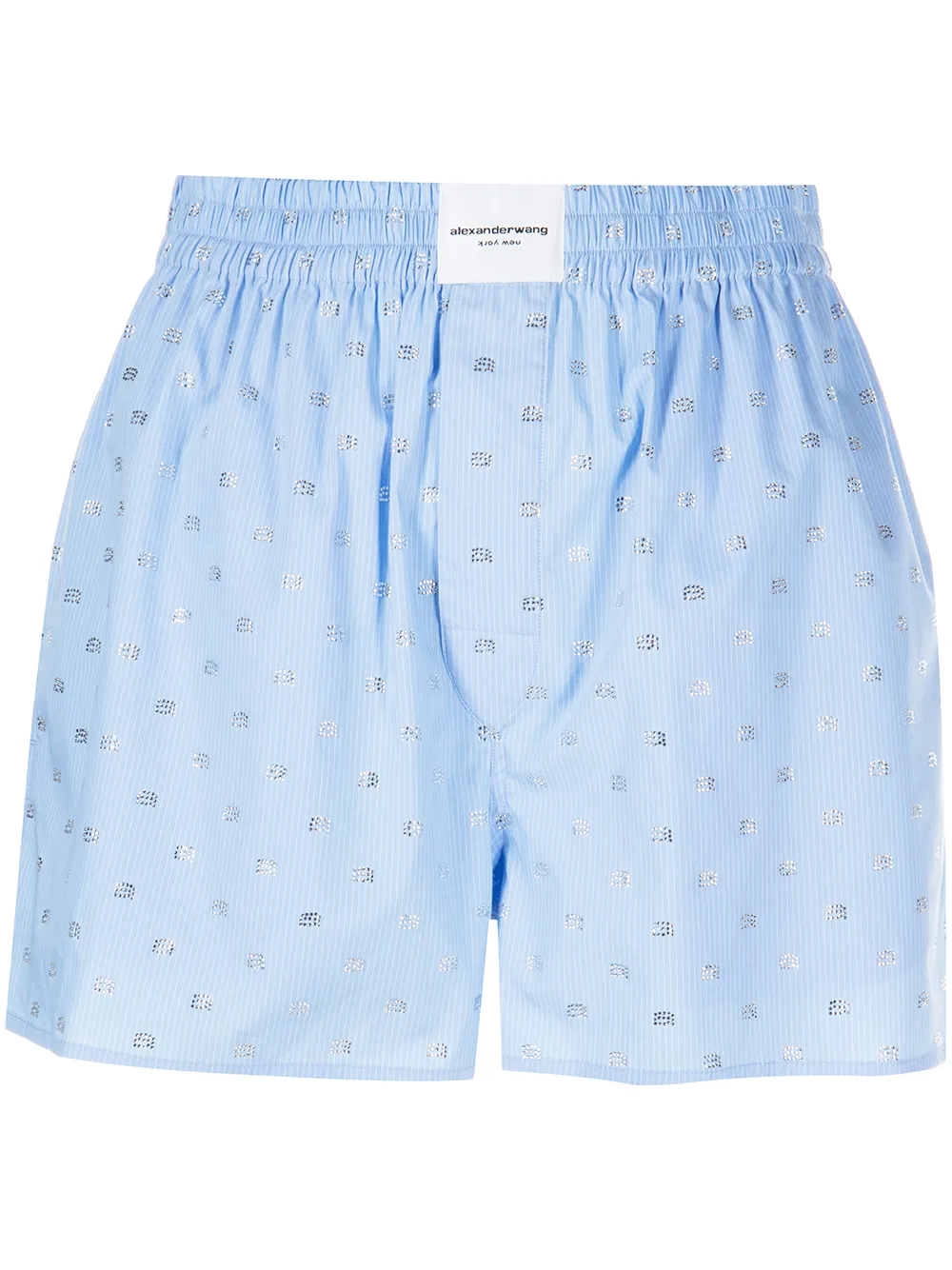 

Короткие шорты в тонкую полоску с логотипом Alexander Wang, синий