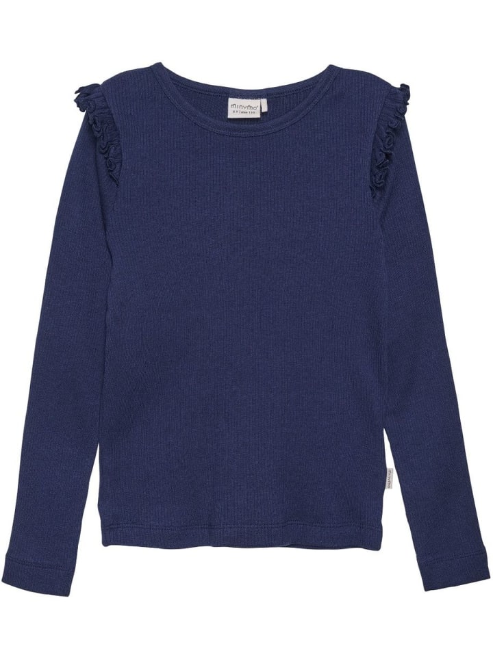 

Детская футболка с длинным рукавом "LS Rib-Girl" синего цвета Minymo