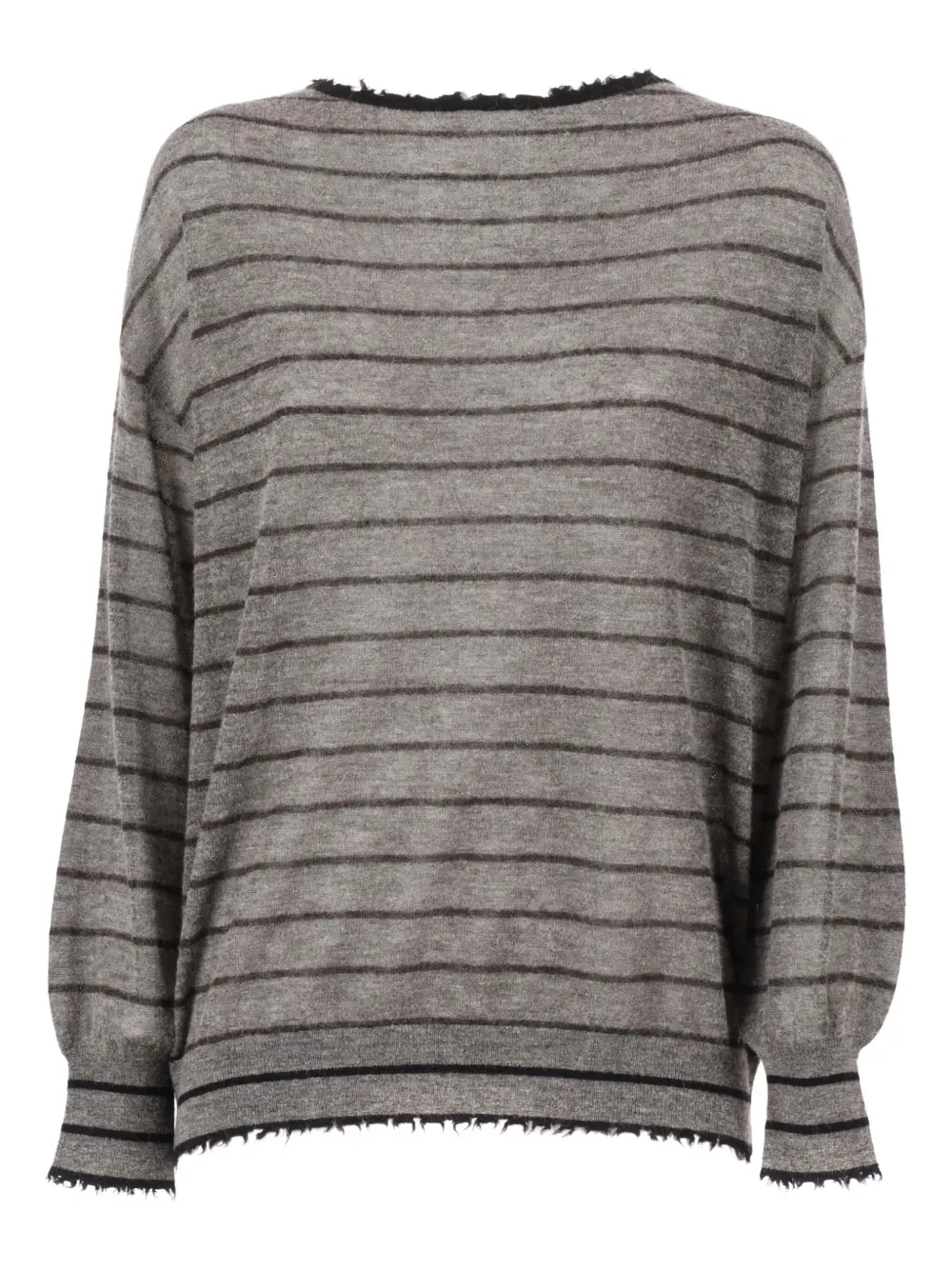 

Полосатый свитер с необработанными краями Kangra, серый