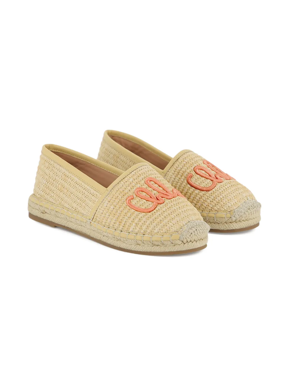 Эспадрильи с вышитым логотипом Chloé Kids, бежевый