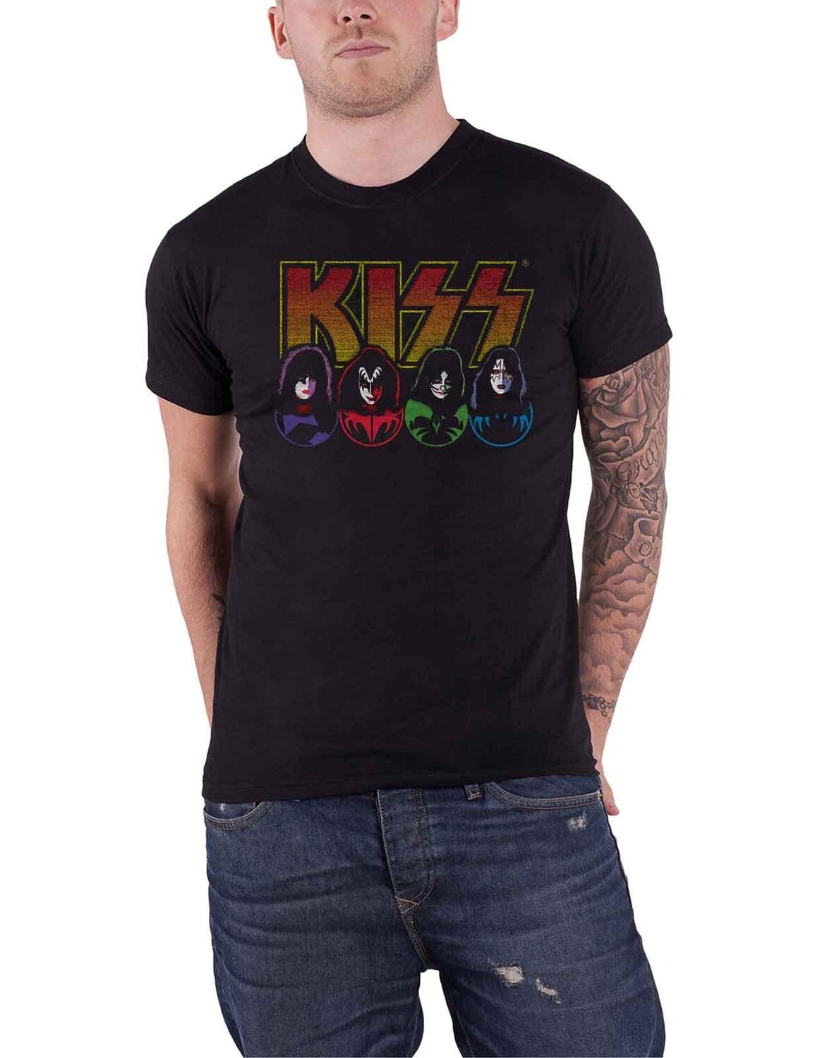 

Футболка с логотипом группы и значками KISS, черный