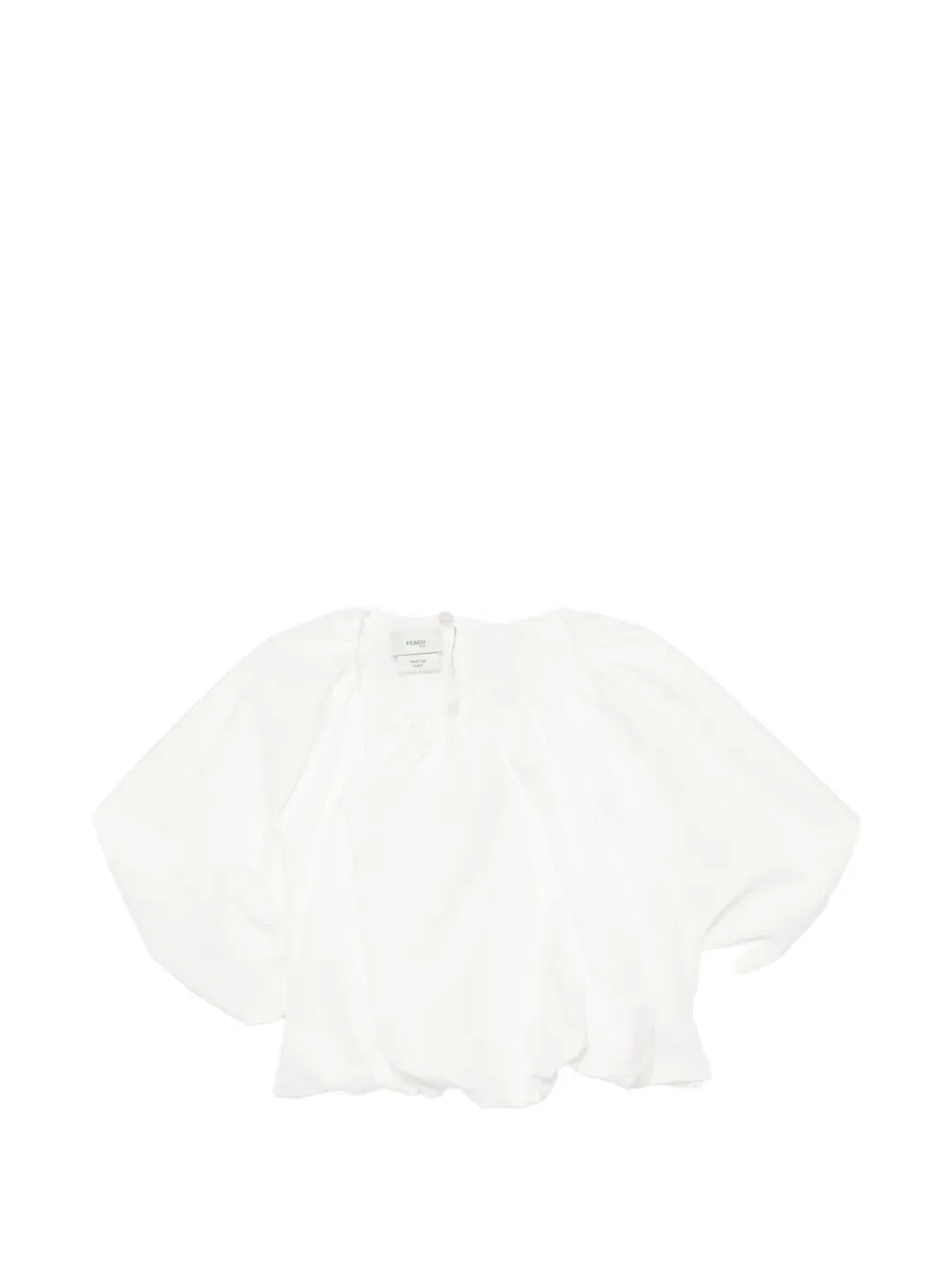 Укороченный топ с пышными рукавами Fendi Kids, белый