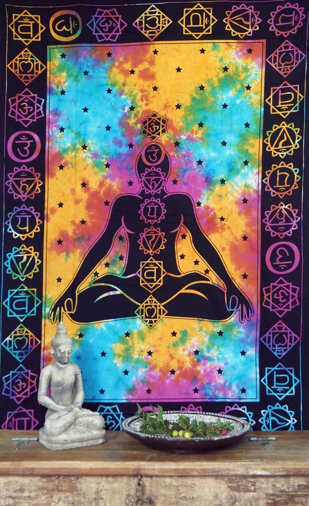 

Подвеска в стиле бохо, индийское покрывало - Chakra Jogi Buddha/Rainbow, разноцветное, хлопок, 190*140*0,2 см, покрывало для кровати, покрывало для дивана Guru-Shop