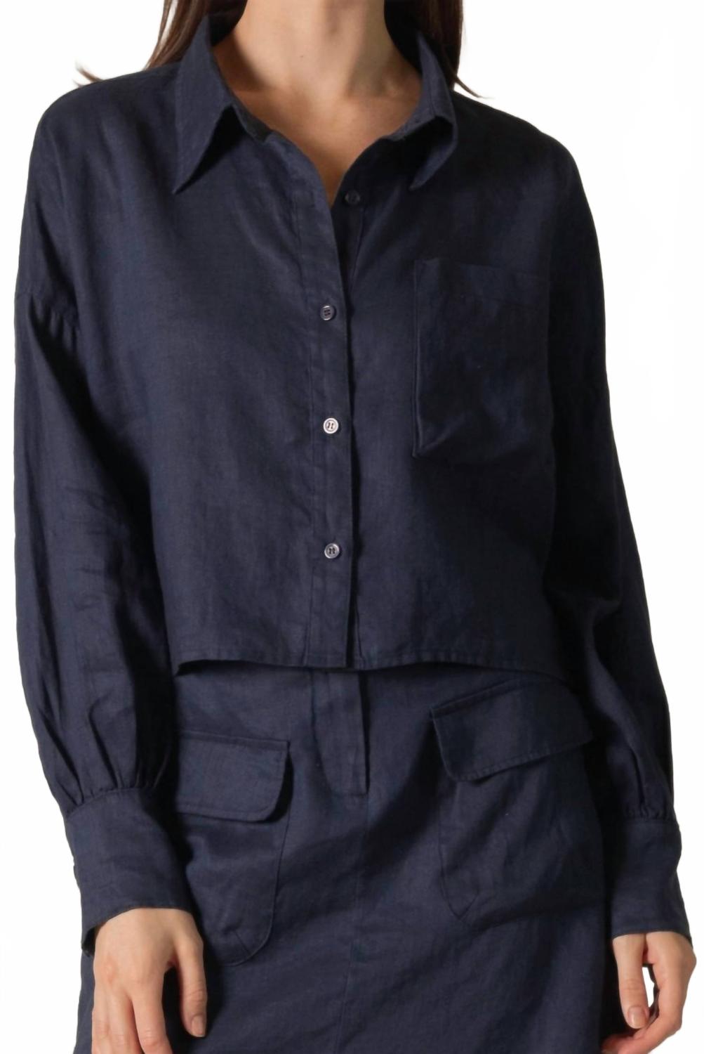 

Before You Collection Льняной топ Leslie синего цвета