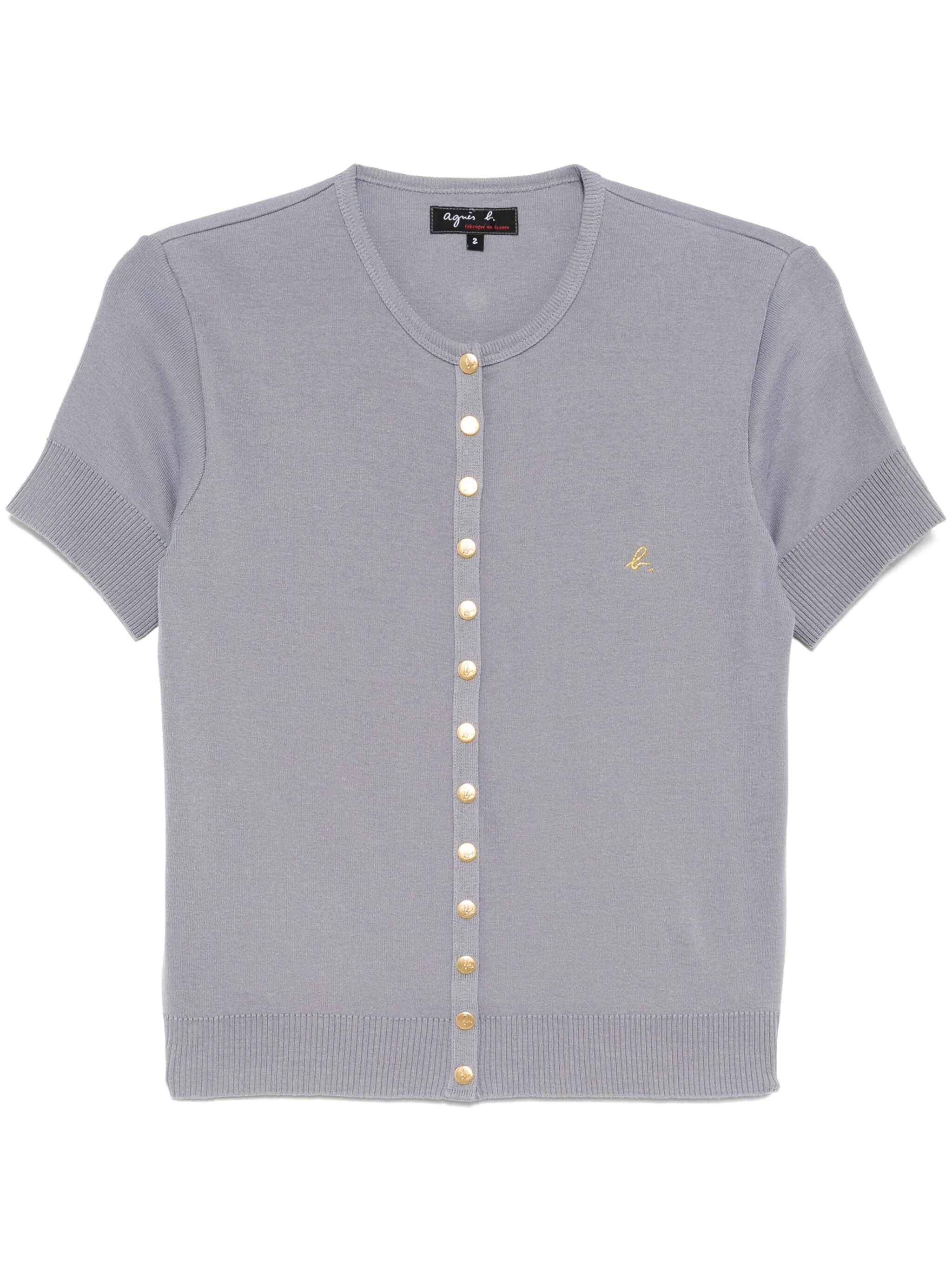 

Топ на кнопках с короткими рукавами Agnès B., серый