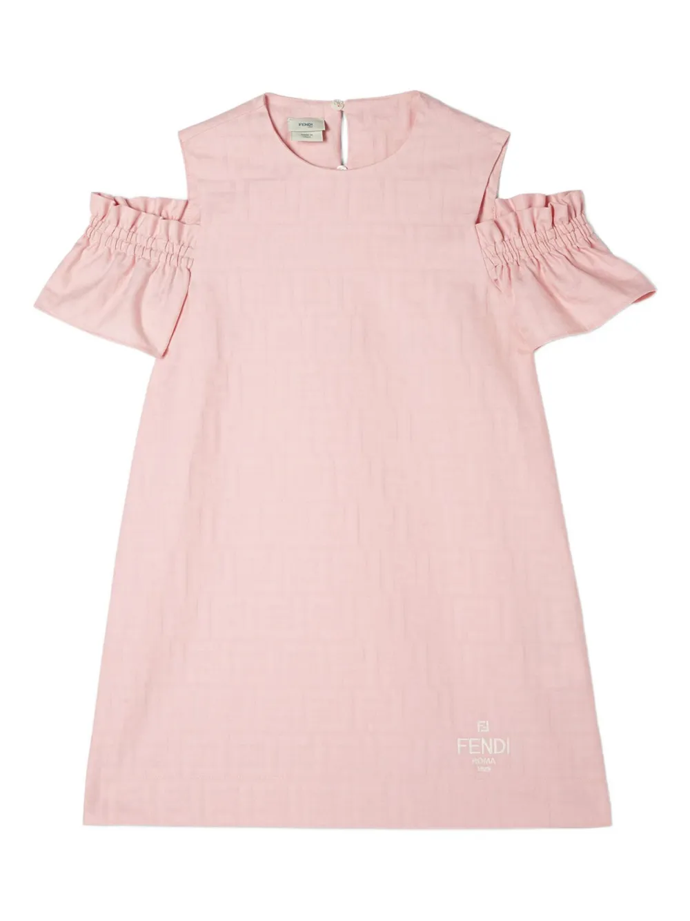 

Платье миди с оборками из жаккарда FF FENDI KIDS, розовый