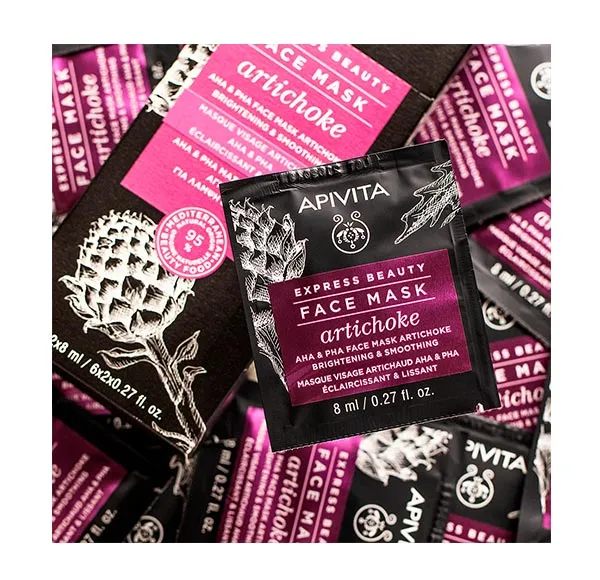 Маска для лица Apivita — Осветляющая Express Beauty Mascarilla Alcachofa, 8 мл — фото 2