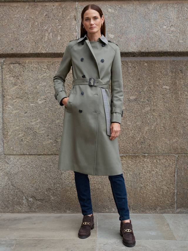 

Тренч Etty Check с воротником Hobbs, Olive Green