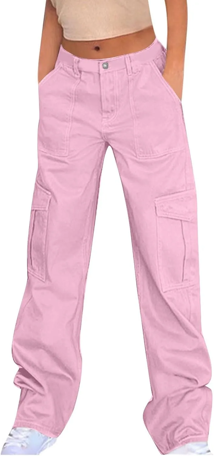 

Высокие карго-штаны для женщин Casual Wide Leg с 6 карманами