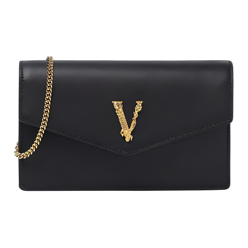 

Сумка-конверт из телячьей кожи, кроссбоди, женская наплечная сумка black VERSACE, Set (Bag+Dust Bag)