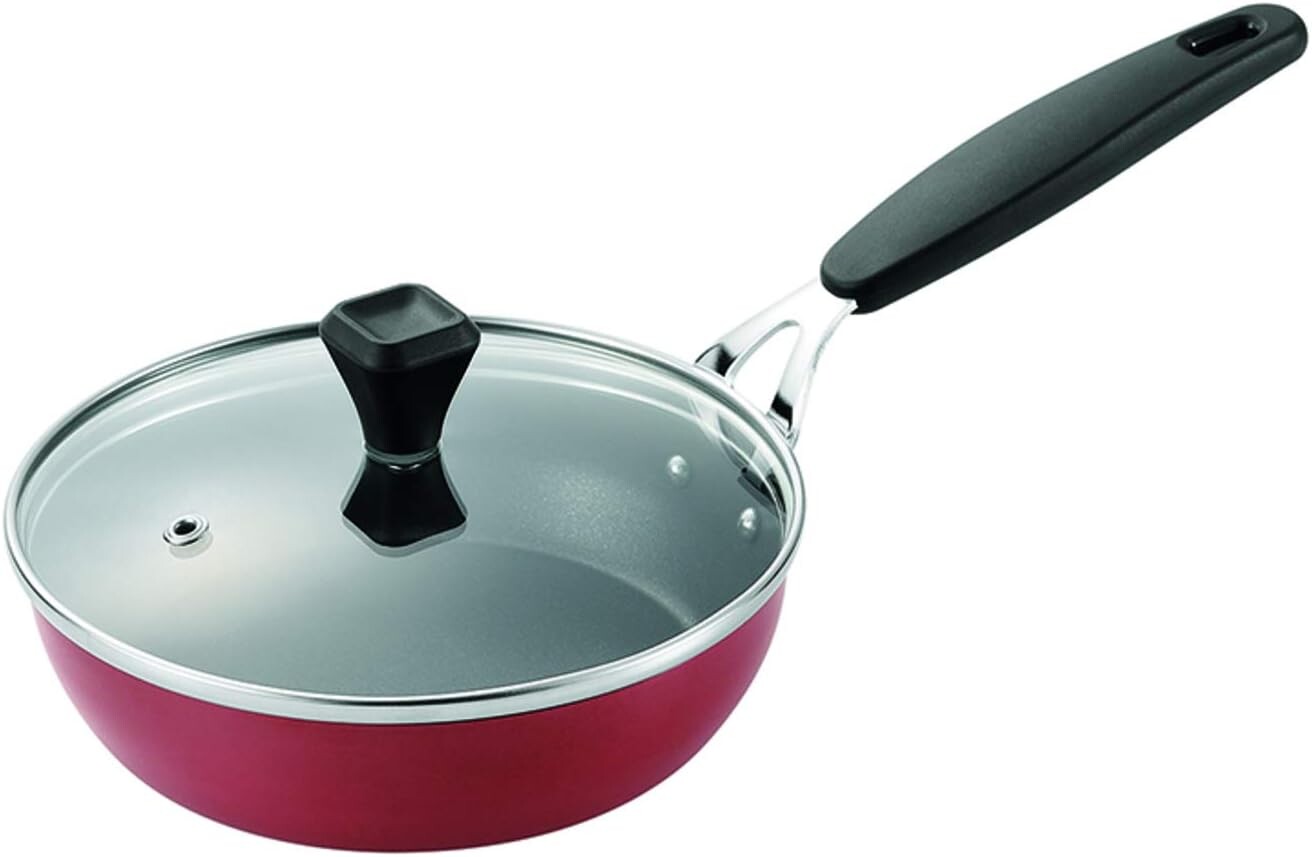 

Железная сковорода Pearl Metal HB-5392, 6,3 дюйма (16 см), стеклянная крышка, фторированная обработка, красная, совместима с индукционной индукцией, Red