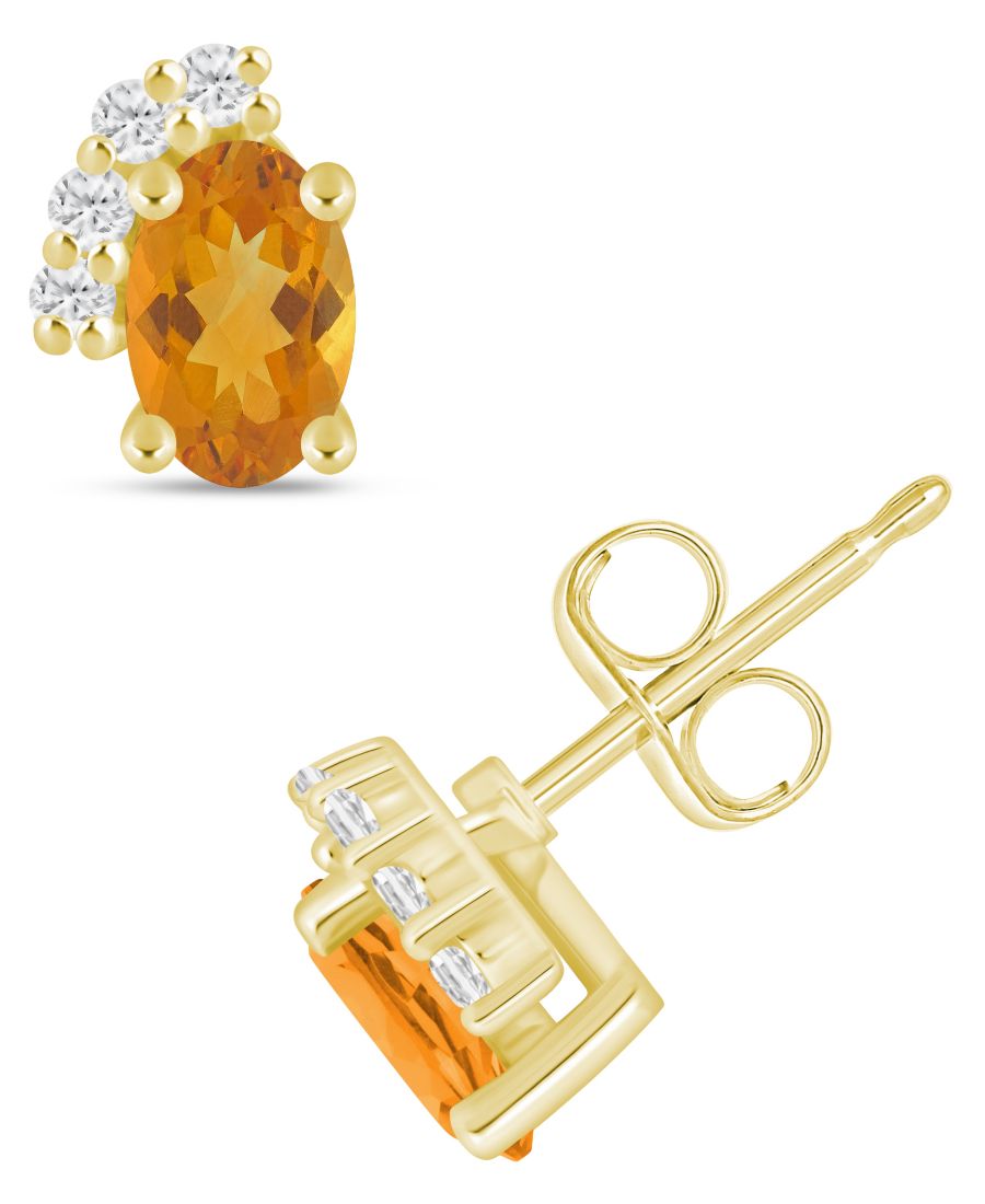 

Серьги с драгоценными камнями и бриллиантами (1/10 карата) в оправе из белого золота 10 карат (также доступны в оправе из желтого золота 10 карат) Macy's, Citrine White Gold