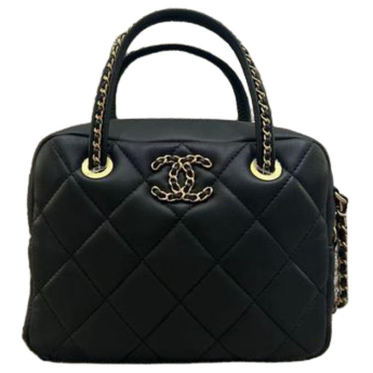

CHANEL Кожаная дорожная сумка для боулинга мини женская черная