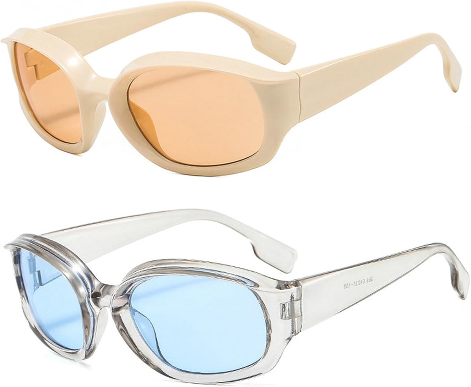 

Солнцезащитные очки большого размера для женщин и мужчин, роскошные очки-маска в крупной оправе, защитные очки с плоским верхом и прозрачными линзами, защита от УФ-излучения UV400 helena, Beige+blue