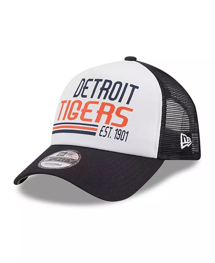 

Мужская белая/темно-синяя регулируемая кепка Detroit Tigers Stacked A-Frame Trucker 9FORTY New Era, белый