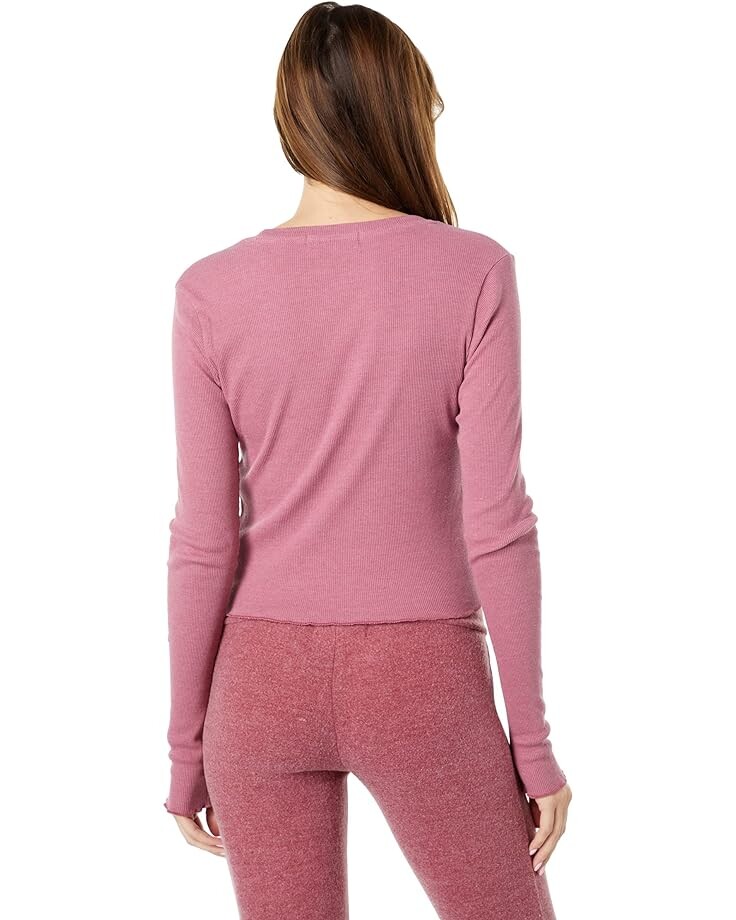 

Футболка с длинным рукавом Wildfox Ren 2X1 Rib Long Sleeve Tee, цвет Pigment Dry Rose