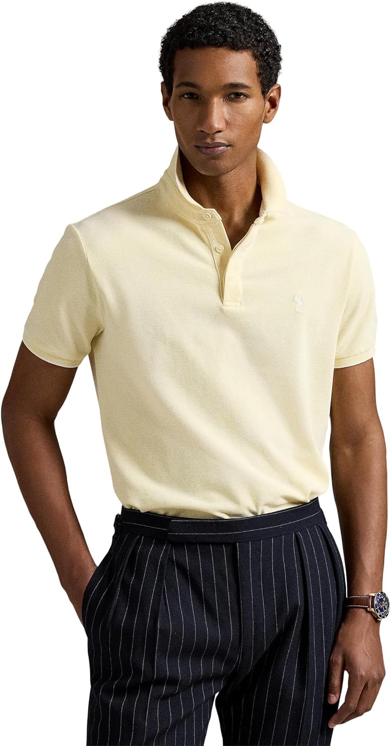 

POLO RALPH LAUREN Мужская классическая поло из оксфордской сетки с добавлением эластана, Wicket Yellow/White, Белый, POLO RALPH LAUREN Мужская классическая поло из оксфордской сетки с добавлением эластана, Wicket Yellow/White