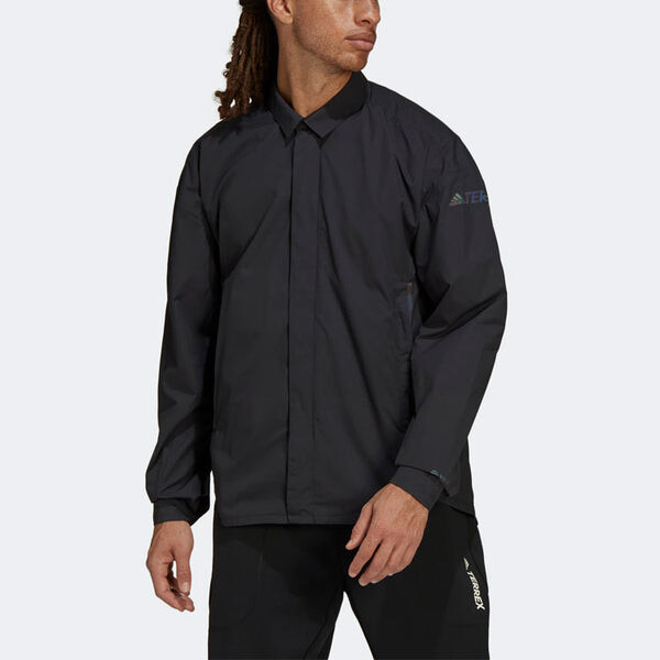 Куртка Men's adidas Terrex C Myshelter W.r Colorful Logo Stripe Printing Lapel Jacket Black, мультиколор — фото 2