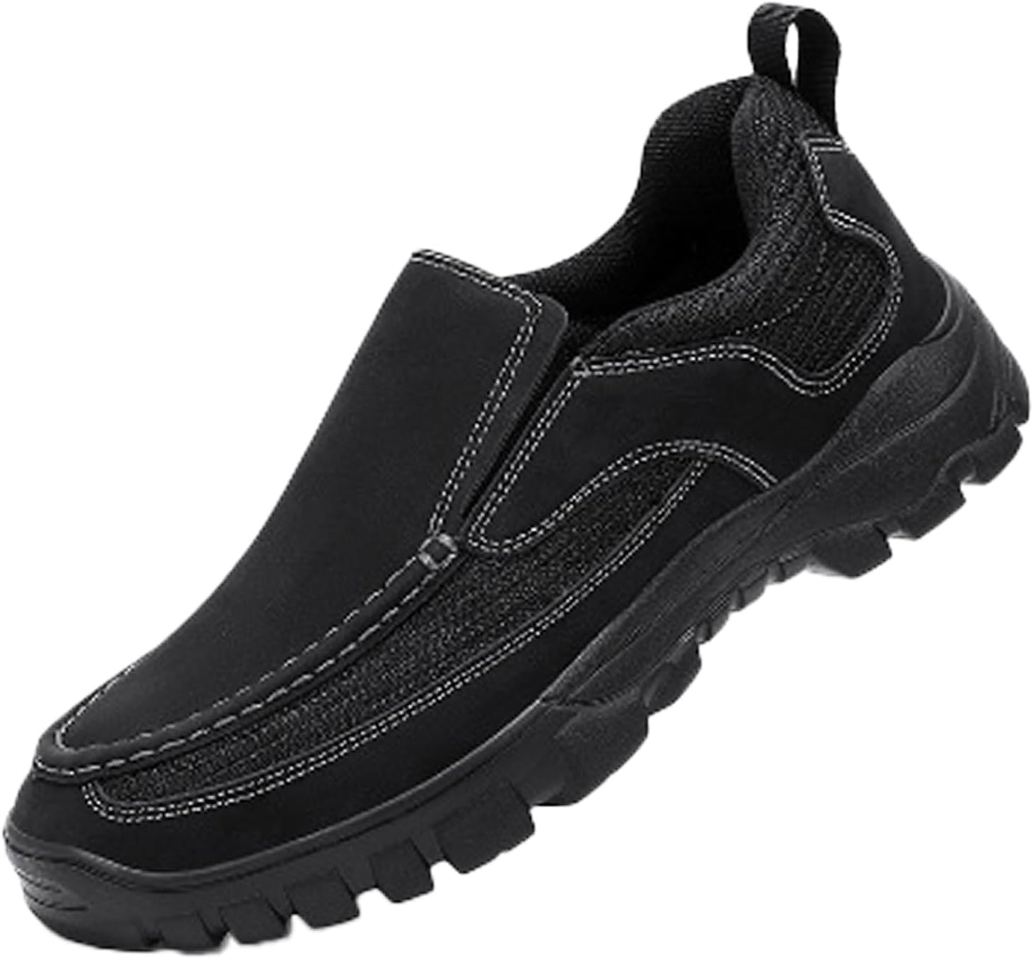 

Мужские повседневные слипоны на платформе, удобные с круглым носком и поддержкой свода стопы, легкие, с противоскользящей подошвой, модные кроссовки, подходящие для прогулок, работы, вождения и т.д Eggdk, черный