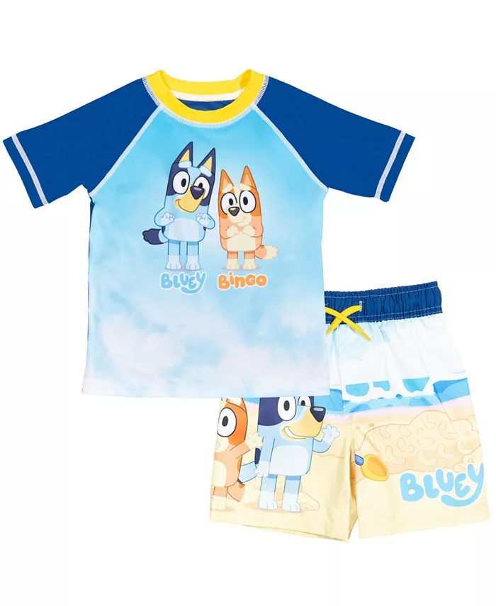 

Комплект для плавания для мальчиков Baby Boys UPF 50+ с лонгсливом и шортами Bluey, синий