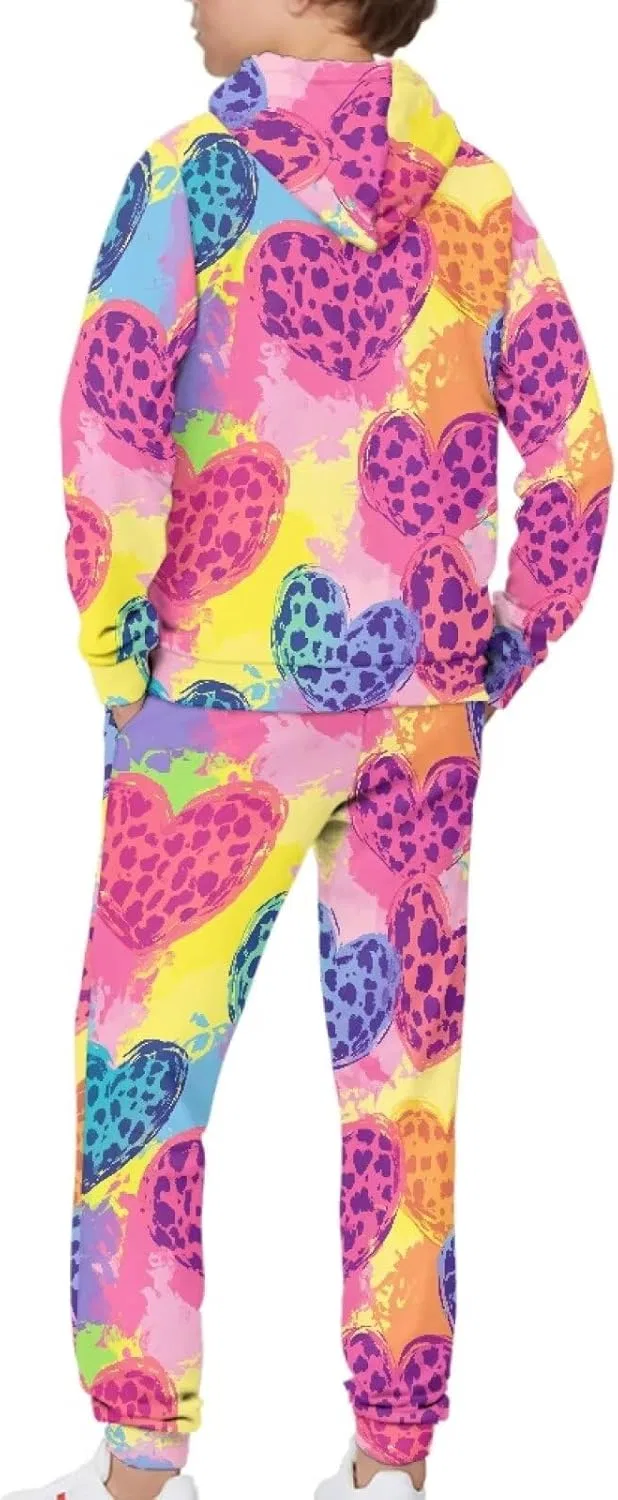 Детский спортивный костюм с капюшоном Xpyiqun, 2 предмета, Leopard Heart Print B — фото 4