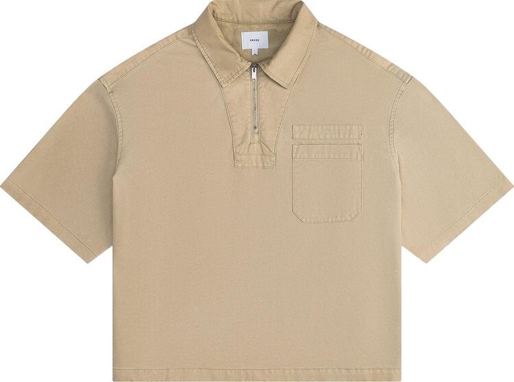 

Рубашка Rhude Boxy Half Zip Spray Short-Sleeve 'Khaki', зеленый