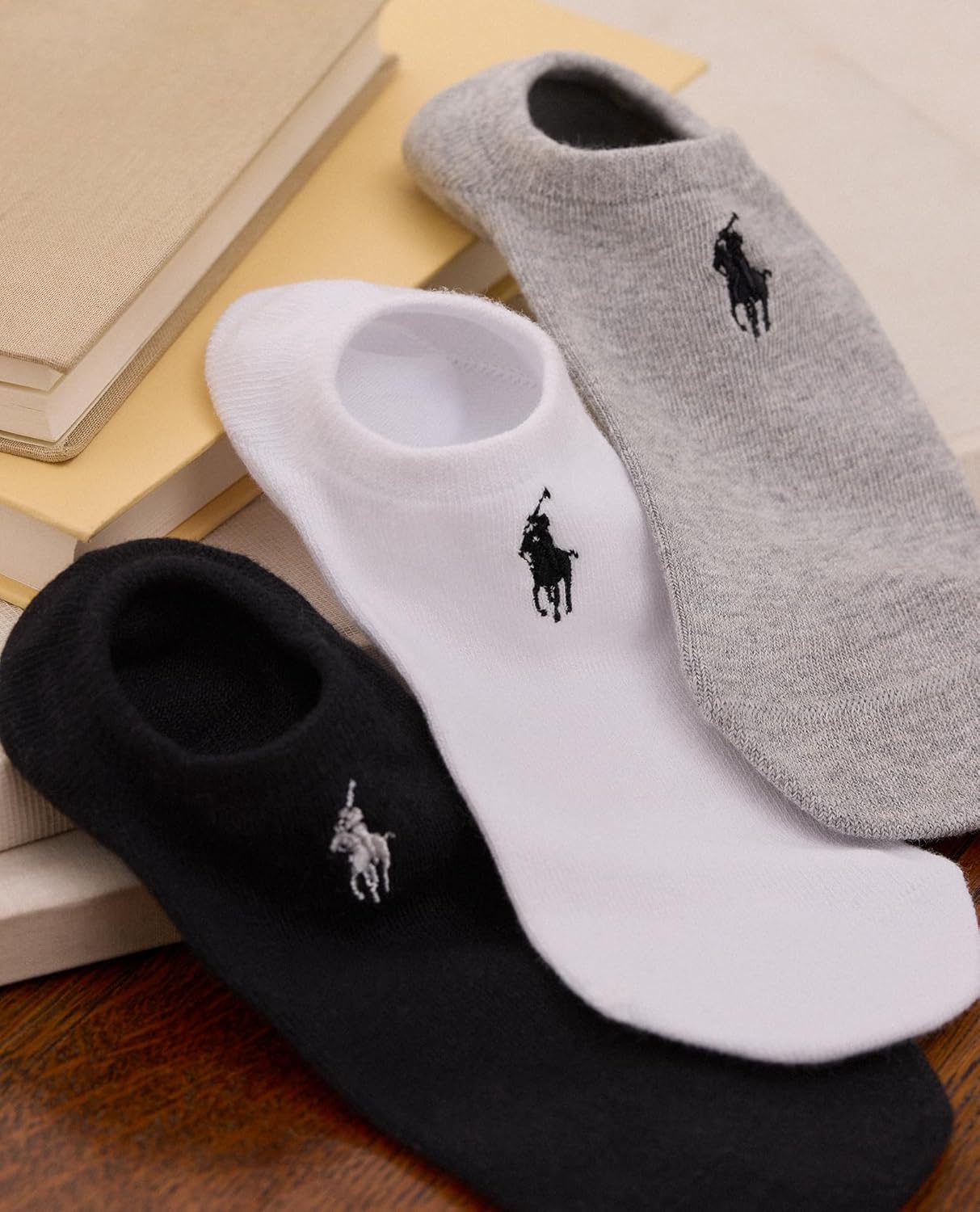 Женские спортивные носки POLO RALPH LAUREN из хлопка - упаковка из 6 пар - дышащая сетка и спортивная амортизация, Black Assorted — фото 3